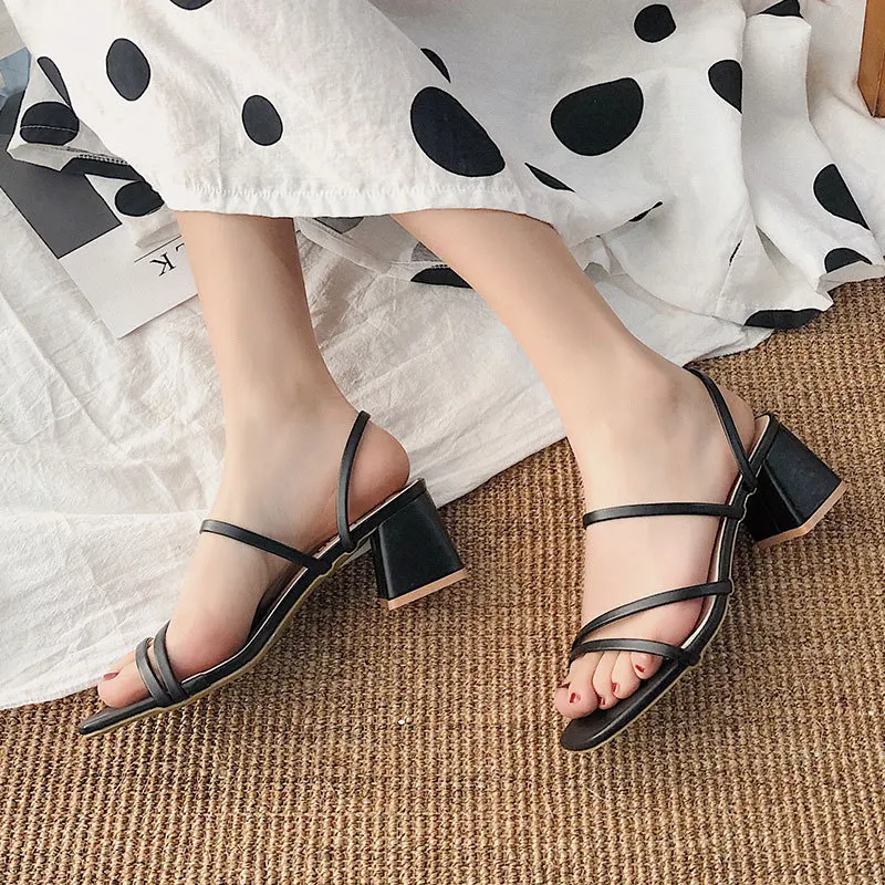 Woman Square Heel Open Toe Ank - Crossfit Lady ulasan dan harga