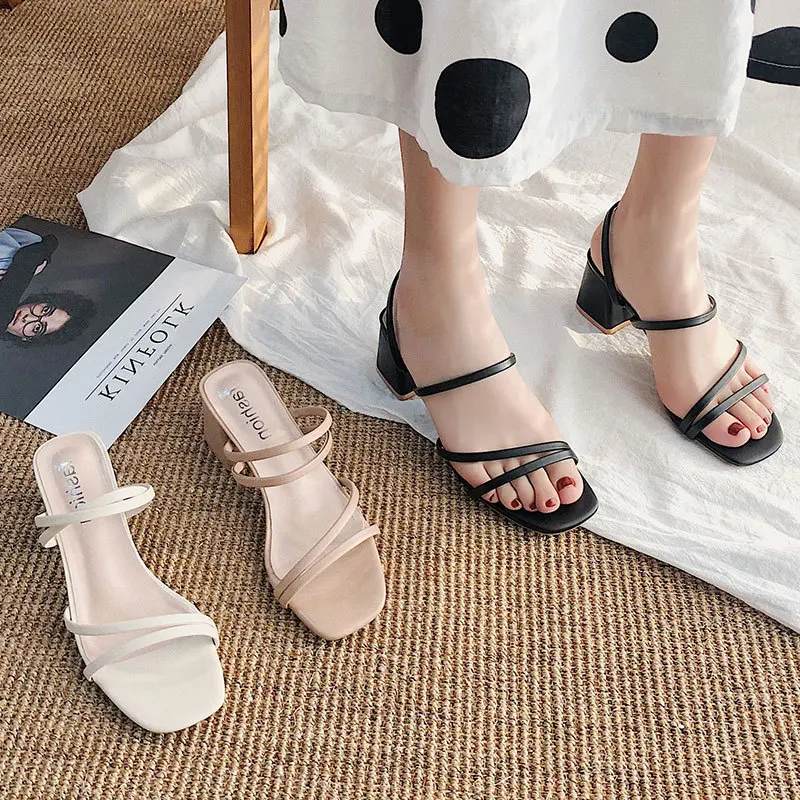 Woman Square Heel Open Toe Ank - Crossfit Lady ulasan dan harga