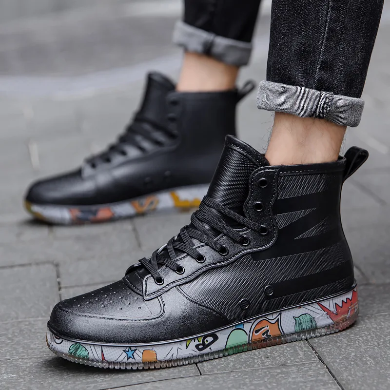 Men Rain Boots Fashion Trendy  - Crossfit Male ulasan dan harga